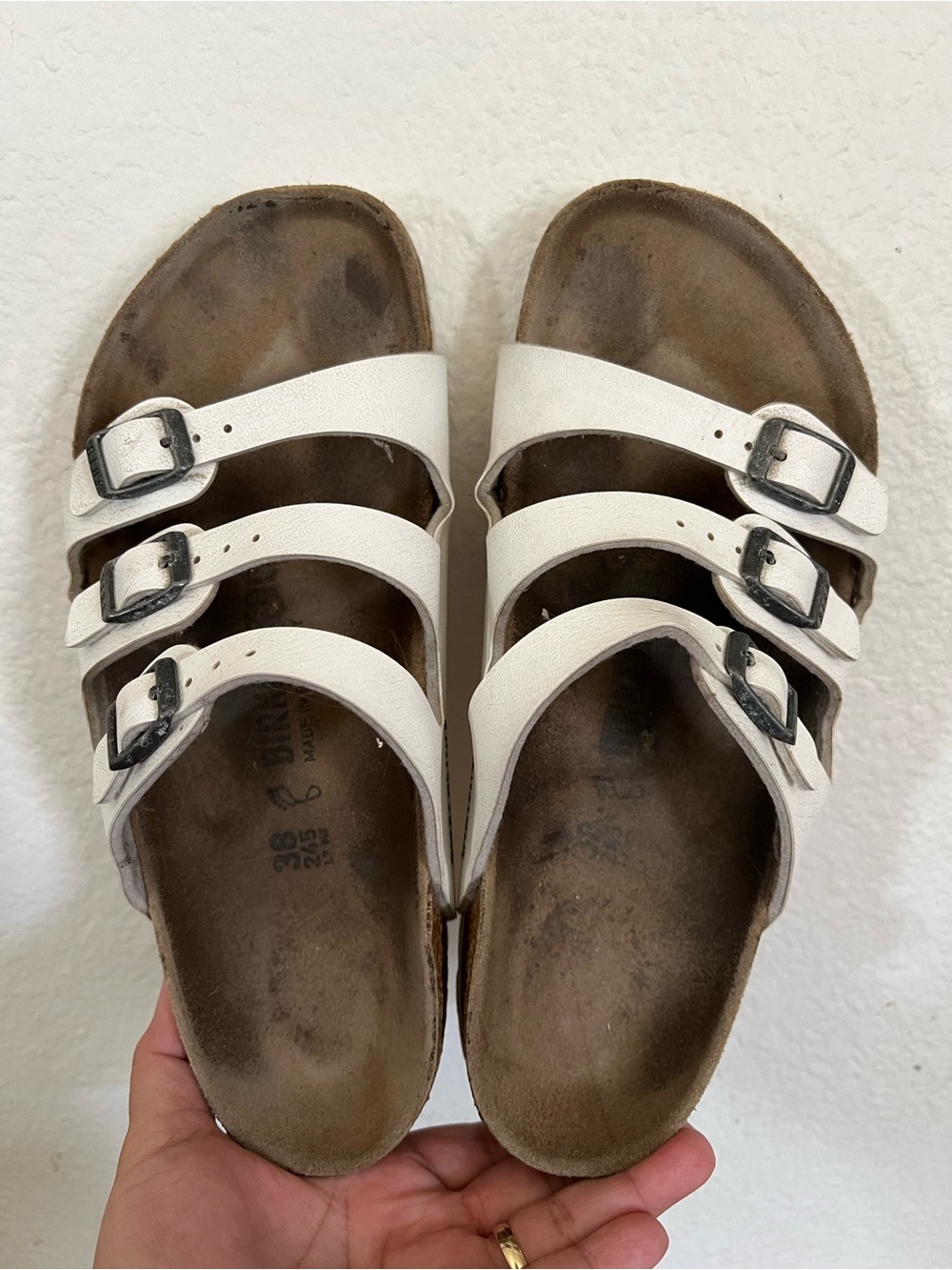Birkenstock Florida Birko-Flor White Sandals Size 37 L 7-7.5 Regular Wide - Picture 9 of 15